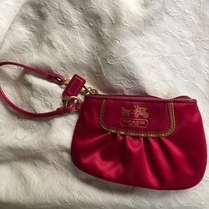 Raspberry Coach silk clutch